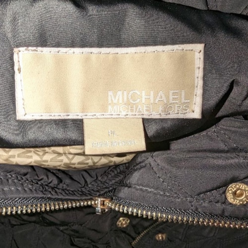 Michael Michael Kors Black Lined Quilted Removable Hooded Belted Coat Women PL - Picture 6 of 12